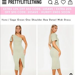 PrettyLittleThing Sage bodycon one shoulder dress